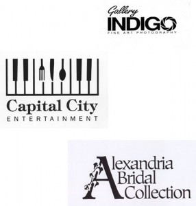 Logos designed for Gallery Indigo, Capital City Entertainment and Alexandria Bridal Collection.